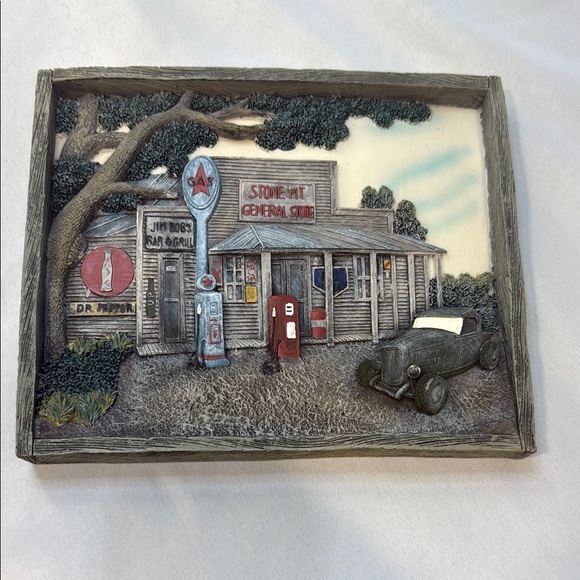 Vintage Stone Mt. General Store Wall Art, Heavy Plaster from Mold, 3D Design - Picture 1 of 8